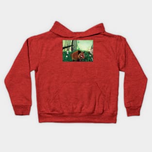 Wild Boar Finding a Hornet's Nest Kids Hoodie